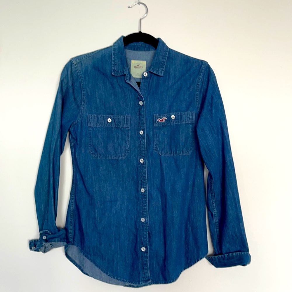 Hollister extra small Jean button up shirt
